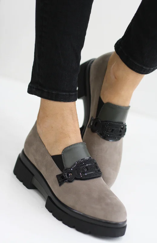 women's ankle boots for petite womenDONNA SERENA GREY SUEDE FLATFORM SHOE