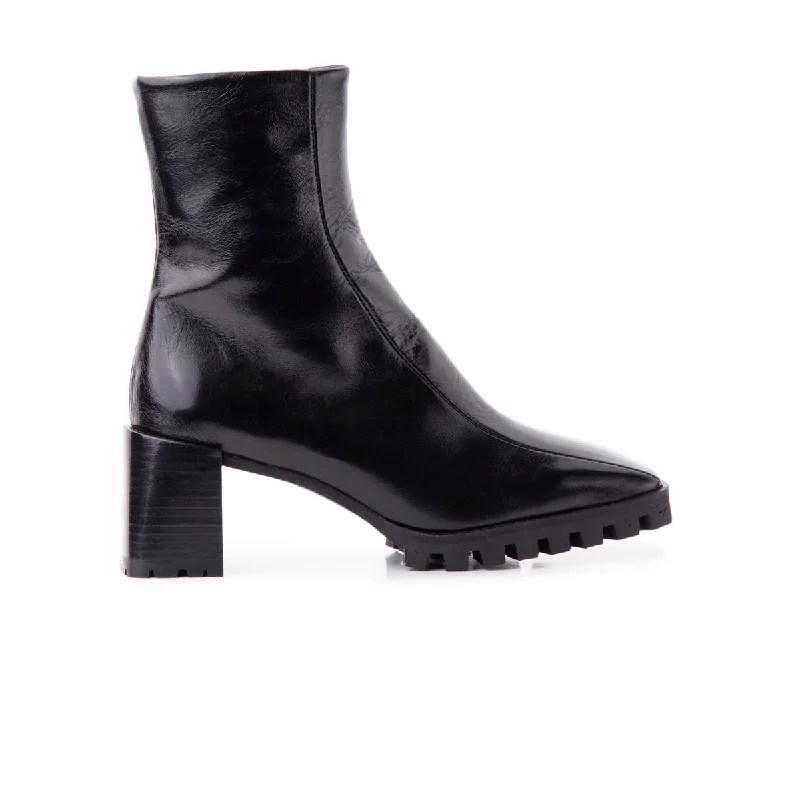 women's ankle boots with unique patternsFeller Black Leather