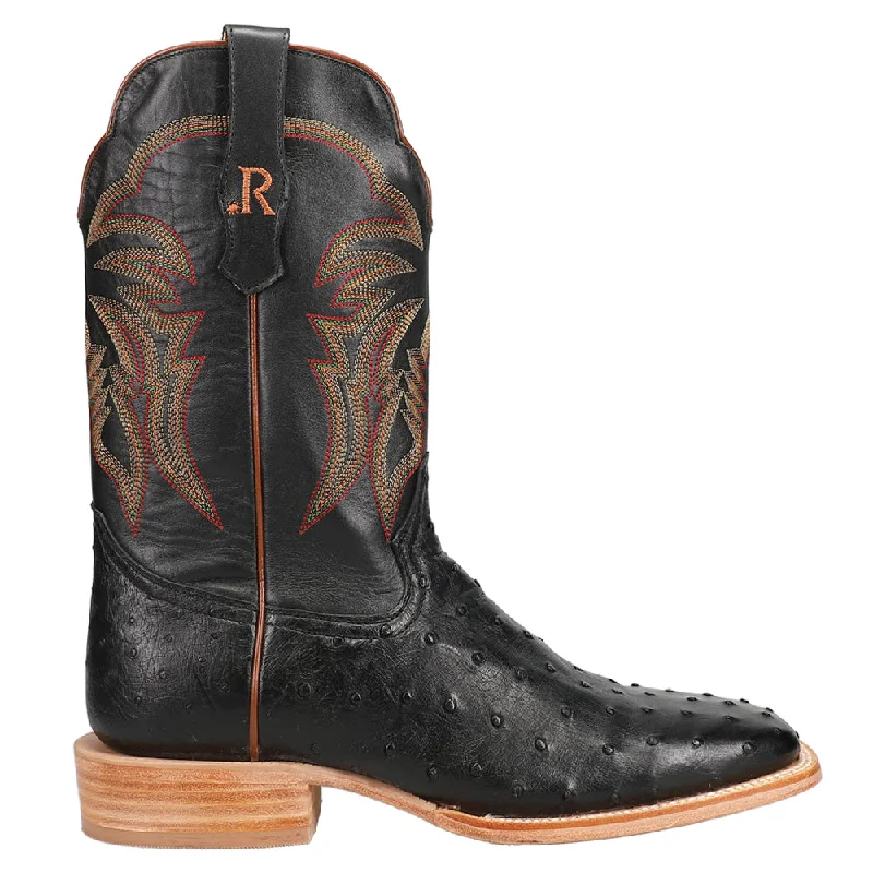 women's cowboy boots with square toeFull Quill Ostrich Embroidery Square Toe Cowboy Boots