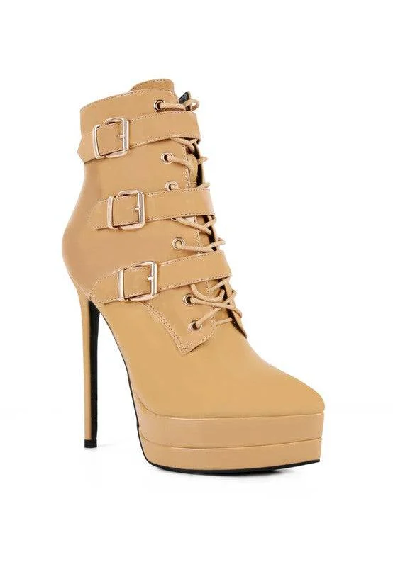 women's booties with over-the-knee lookHigh Heeled Patent Stiletto Boot