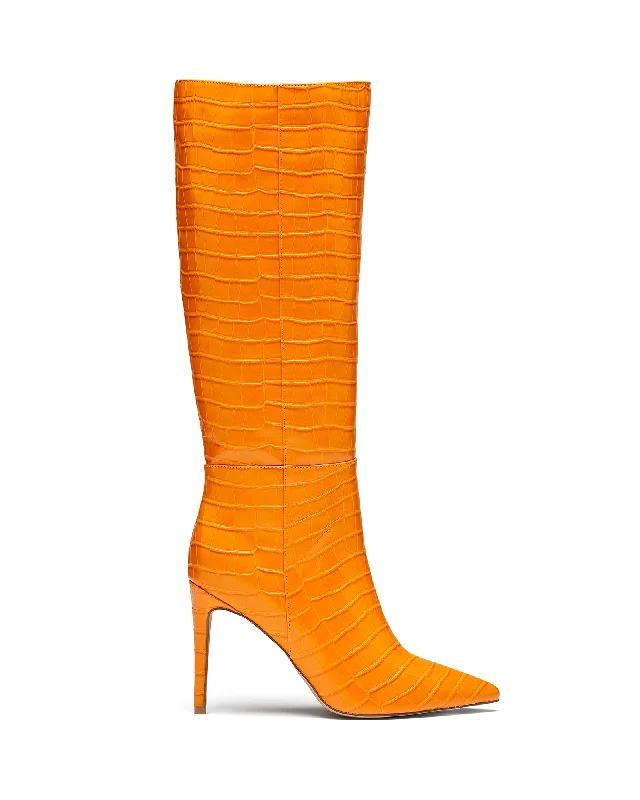 women's heeled boots with velvet textureIcon Tall Boot Tangerine Croc