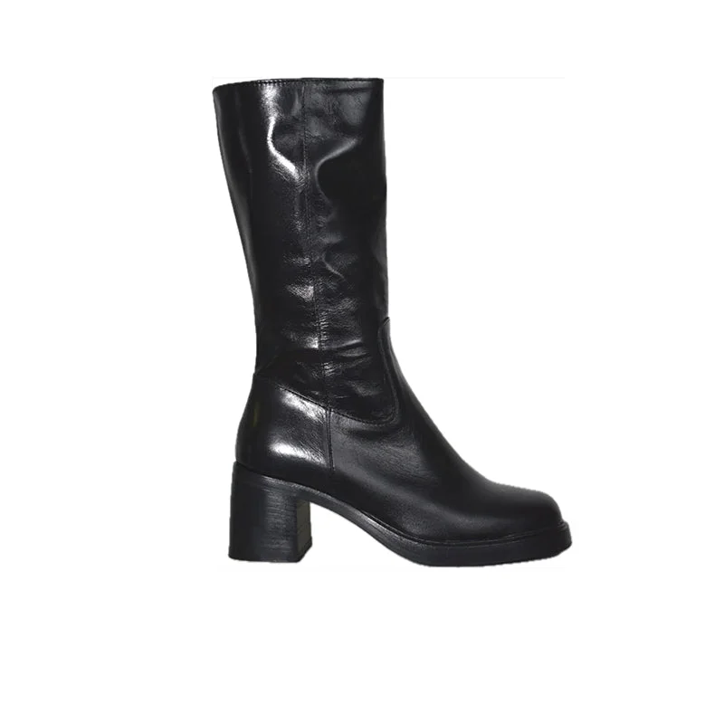 women's leather heeled bootsJane Galland Black Leather Boots