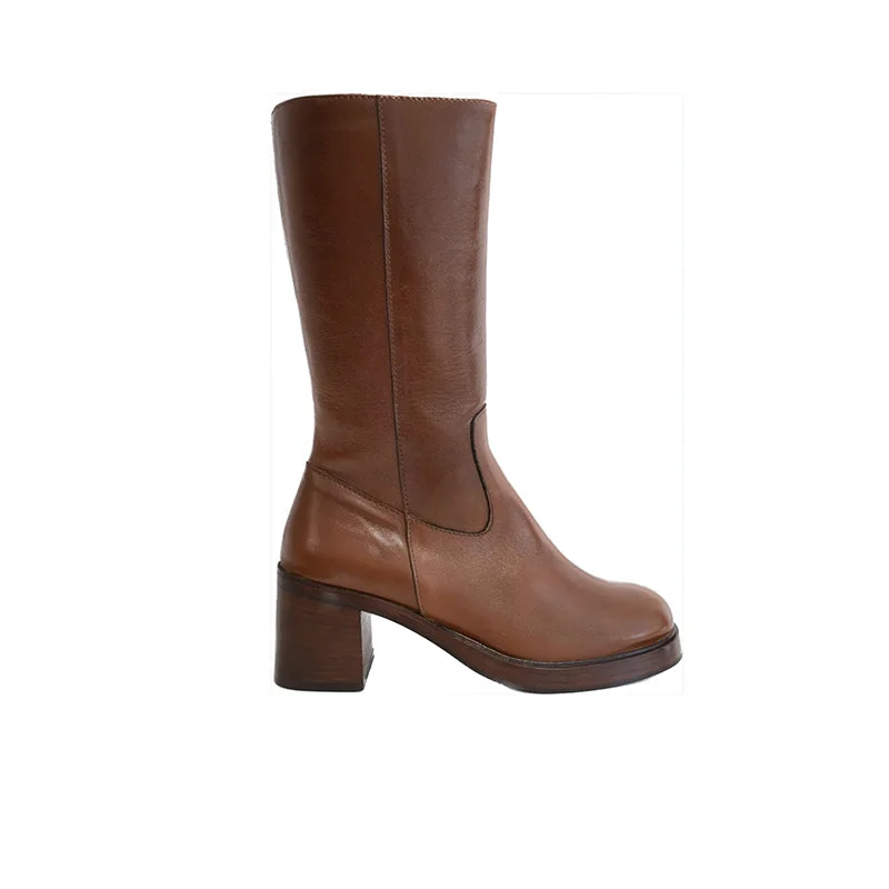 suede heeled boots for womenJane Galland Brown Leather Boots