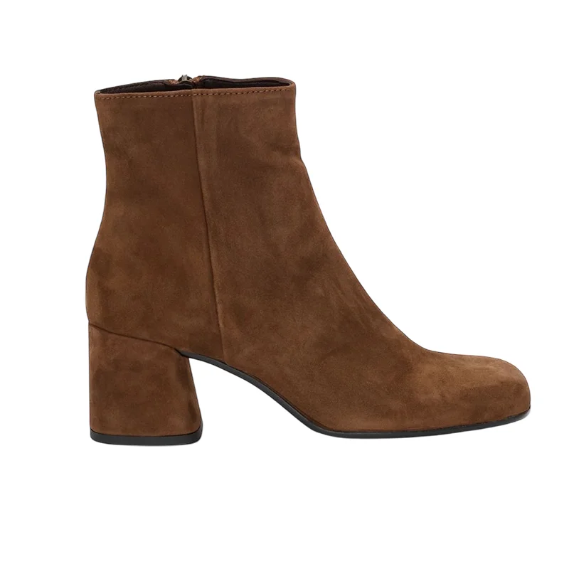 women's heeled boots for outdoor eventsJane Galland Chestnut Suede Heeled Ankle Boots