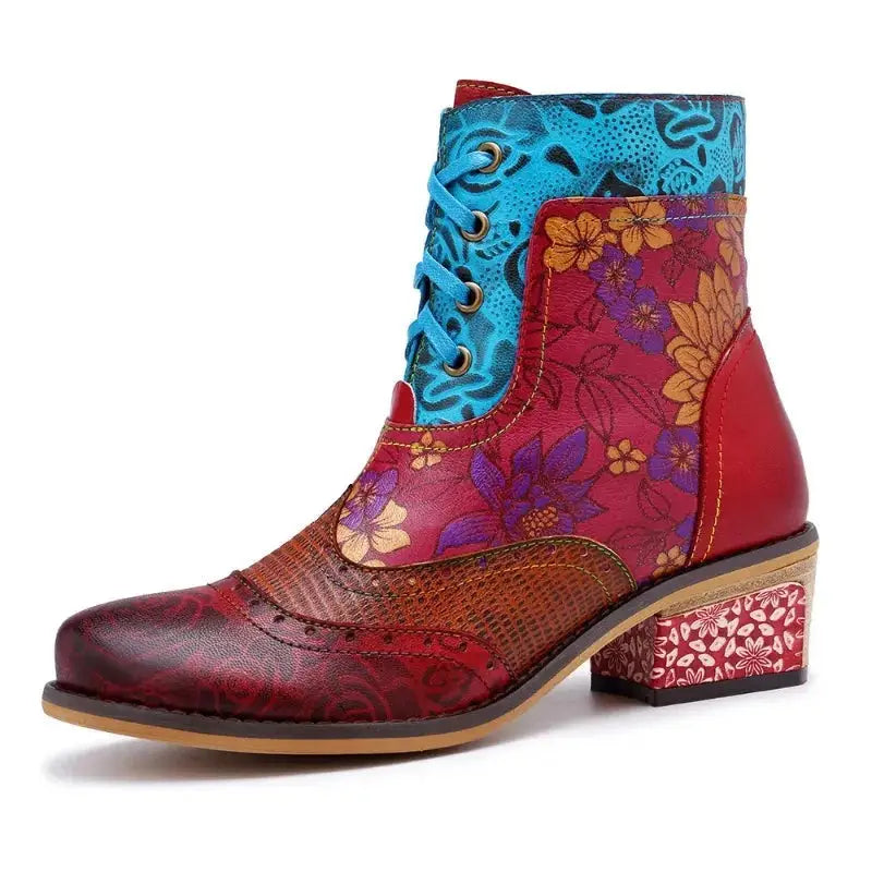 women's booties with Chelsea styleKonzoy2 -  Retro Painted Clasp Leather Boots for Women