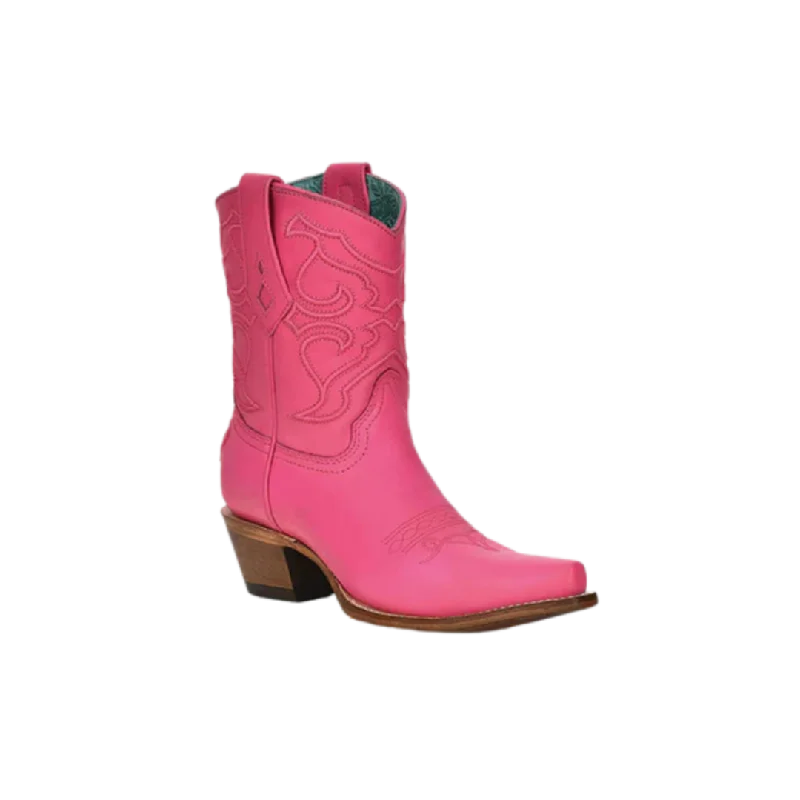 women's leather cowboy bootsCorral Women's Shark Print Square Toe Pink Boots