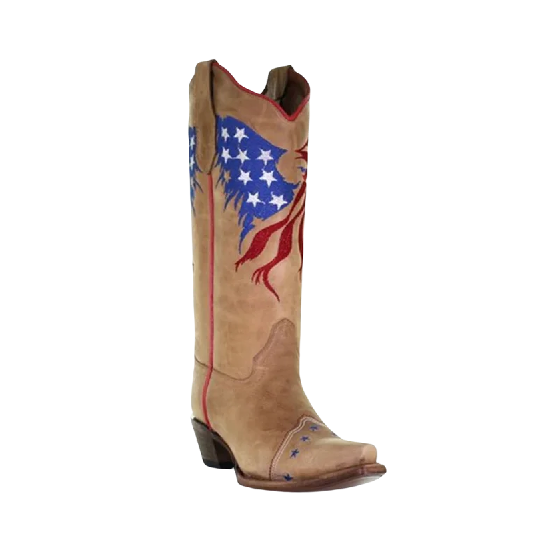 women's cowboy boots with elastic sidesCorral Boots Women's Sand Eagle Flag Boots