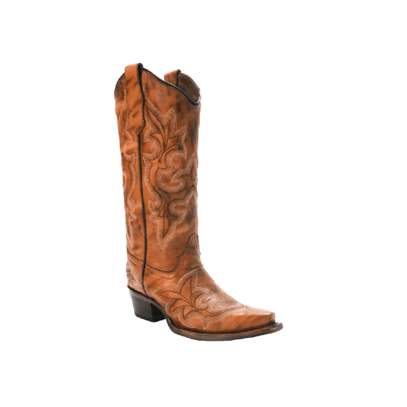 women's leather cowboy bootsCorral Women’s Tan Embroidery Western Boots