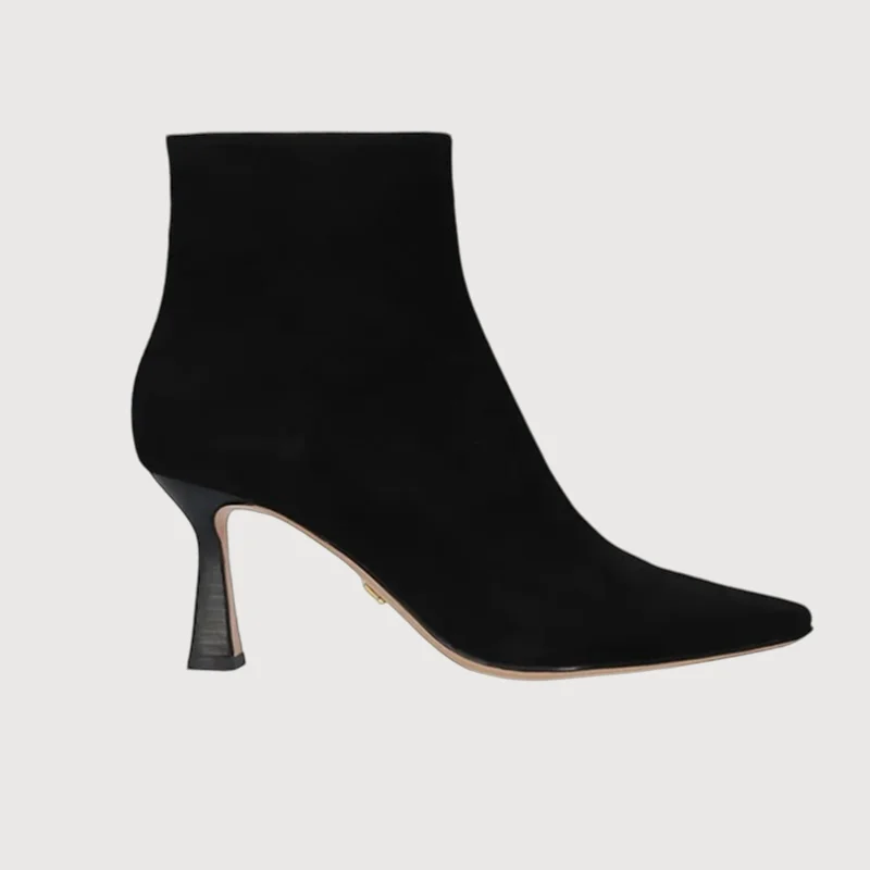 stiletto heeled boots for womenLola Cruz Antonieta Black Suede Ankle Boots