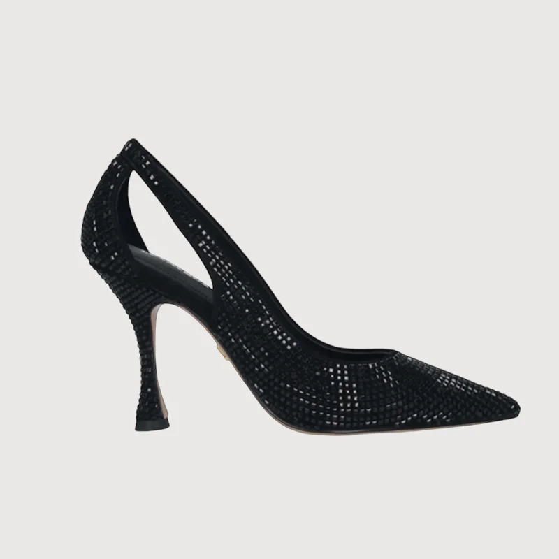 women's block heel bootsLola Cruz Nowa Glitter Black Heels