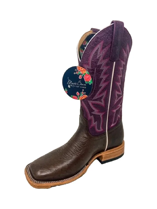 women's cowboy boots with studsMacie Bean Womens 12in Sangria Sinsation Smooth Ostrich Cowboy Boots 8 M