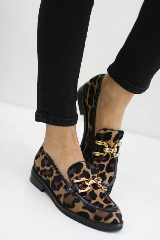 women's ankle boots with snakeskin printMARIAN 9102 LEOPARD PRINT SUEDE LOAFER