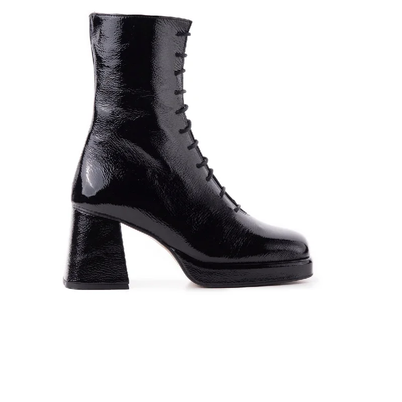 women's ankle boots with elastic sidesMather Black Naplack