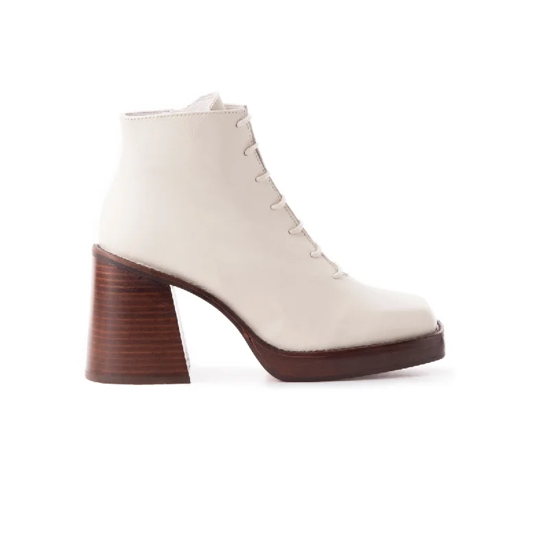 women's ankle boots with sock designNamur Off White Leather