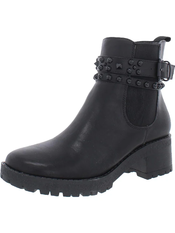 women's booties with chukka styleNoe Womens Faux Leather Studded Booties