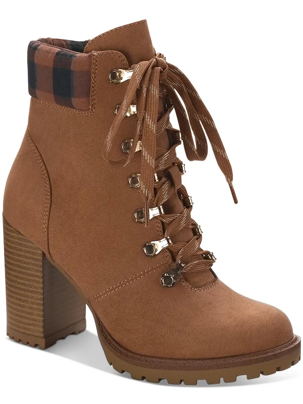 women's booties with side cutoutsOctavia Womens Faux Leather Ankle Combat & Lace-up Boots