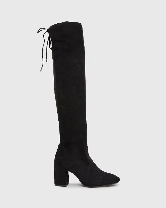 women's heeled boots for office wearRAYA Faux Suede Over-The-Knee Boots