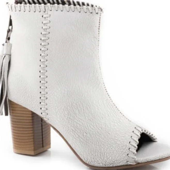 women's booties with Chelsea styleRoper Women's Betsy Open Toe White Bootie