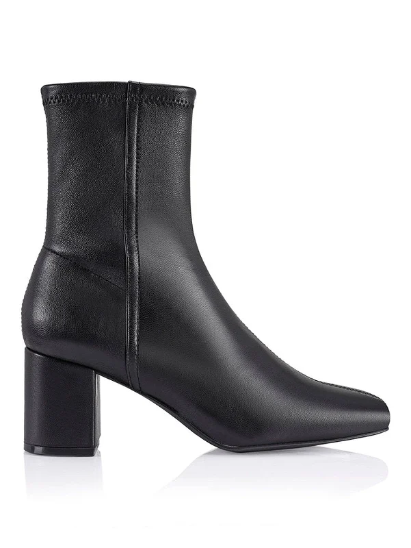 women's ankle boots with pull tabsJuan II Sock Boots - Black Stretch Leather