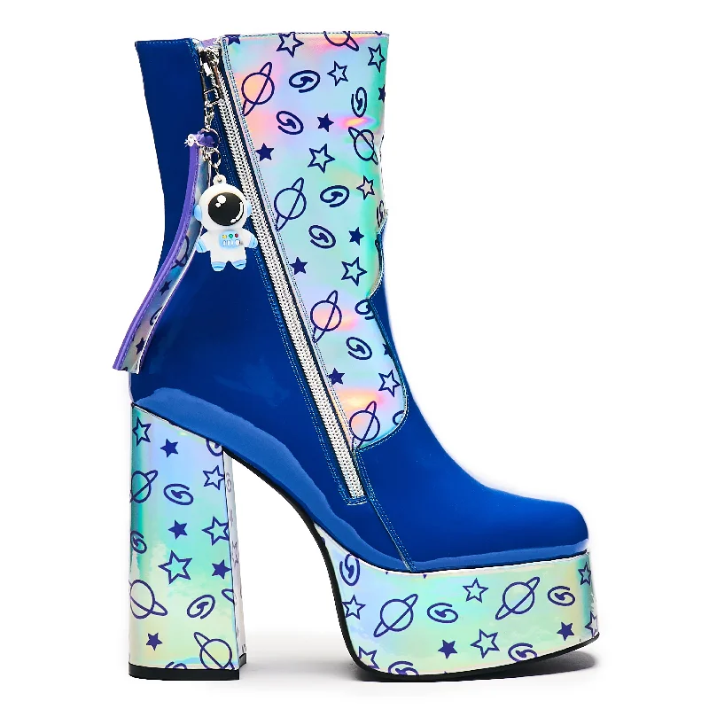 women's heeled boots for fallSpaceman Supernova Platform Heeled Boots