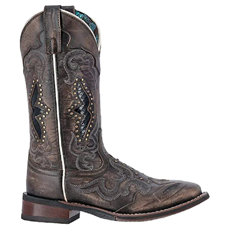 women's cowboy boots for line dancingSpellbound Studded Tooled Inlay Embroidered Square Toe Cowboy Boots