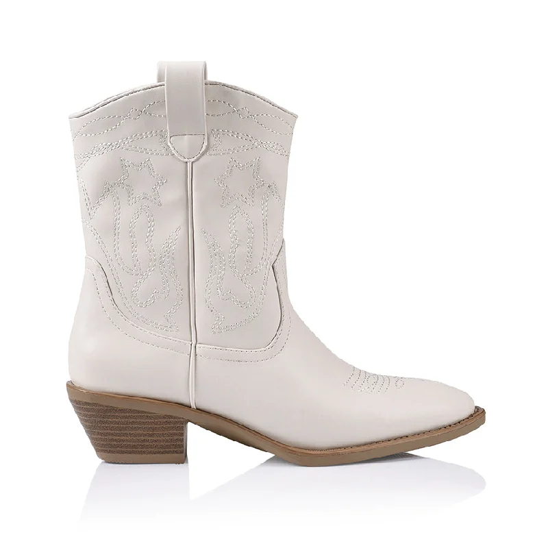 women's ankle boots with cutoutsHowdy Cowboy Boots - Bone Smooth