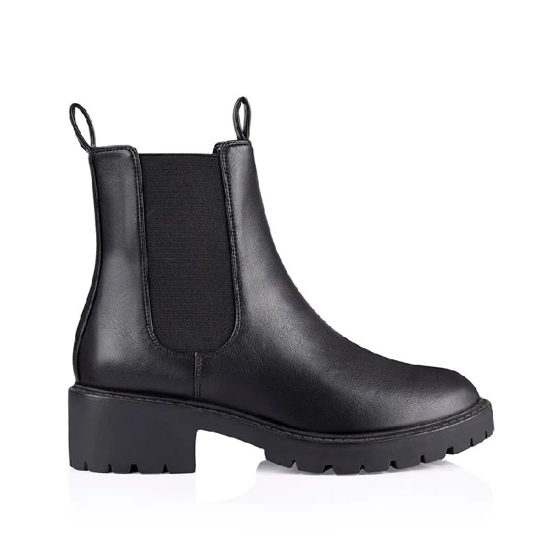 women's ankle boots with chunky heelsJalapeno Chelsea Combat Boots  - Black Smooth