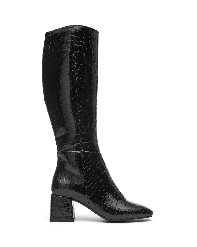 women's heeled boots with tassel detailsWolf Tall Boot Black Croc