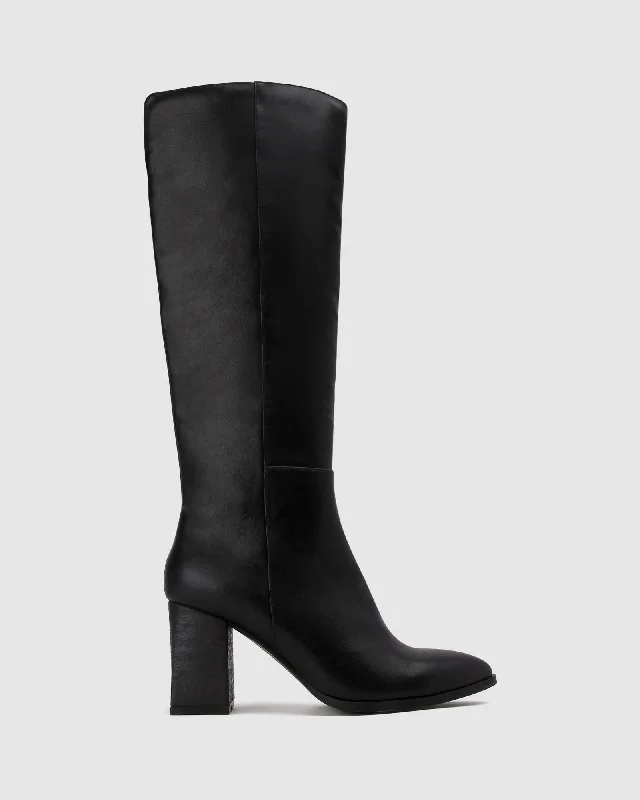 women's heeled boots for curvy figuresCAMILLE Knee High Block Boots