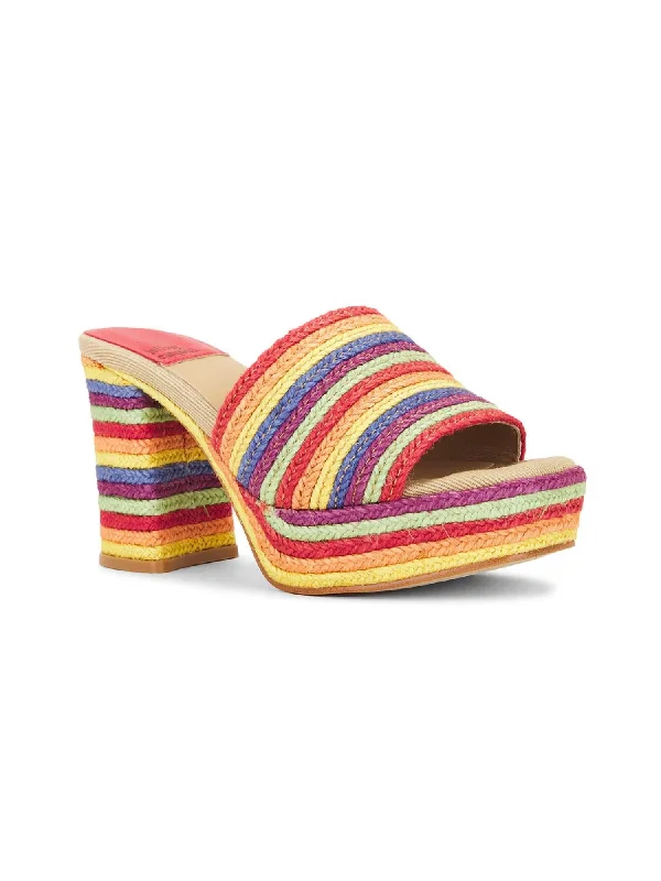 Women's Platform Espadrille Mules in Natural Jute for a Casual Summer Beach VibeCabana Hot Platform Mule In Colorful Jute