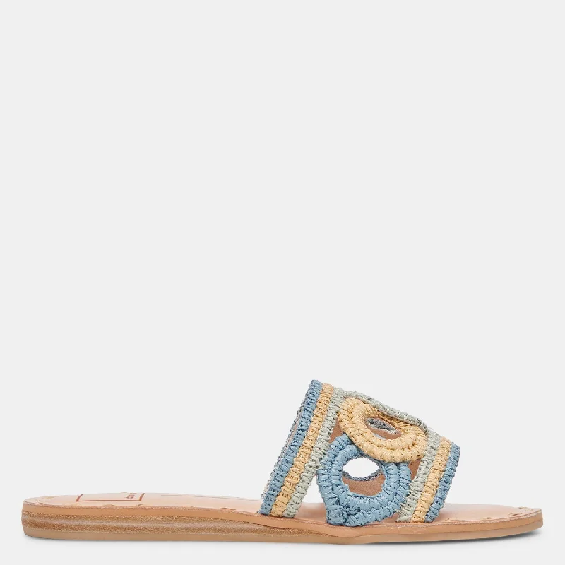 Leather - trimmed women's espadrilles for added eleganceDany Sandals Blue Multi Raffia