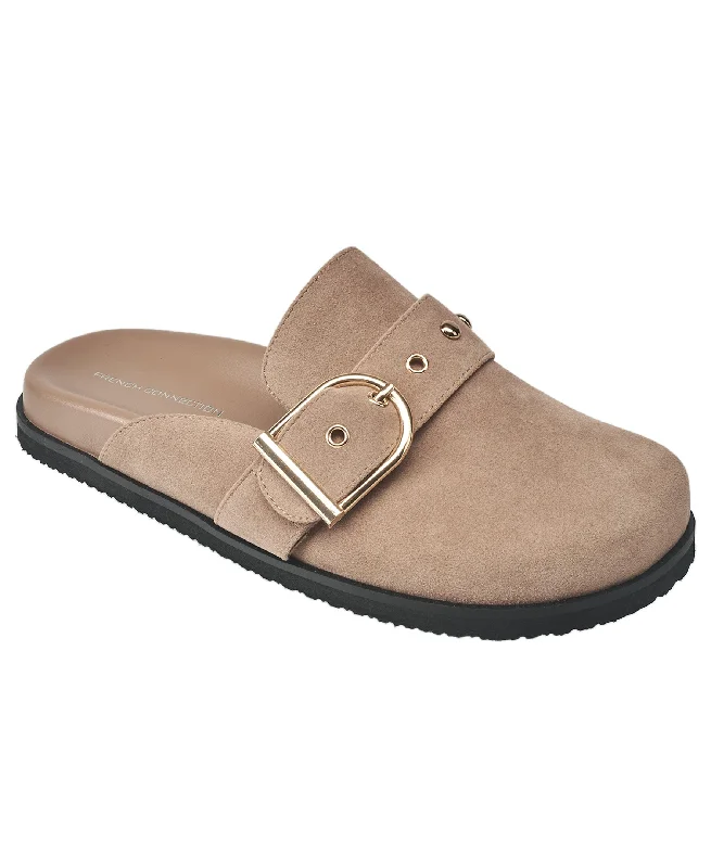 Women's Backless Mules in Grey Knit for a Comfortable and Casual Everyday WearFrench Connection Women's Reina Buckle Strap Clog