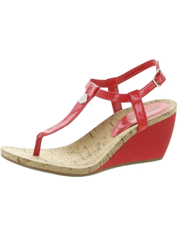 Sequined women's espadrilles for a sparkly lookItalia Womens Leather Patent Wedge Sandals