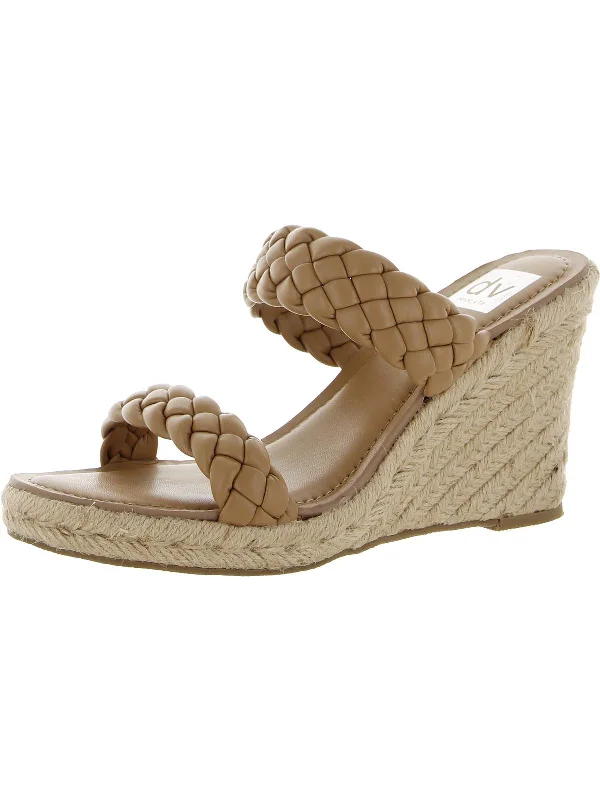 Leather - trimmed women's espadrilles for added eleganceLagoona Womens Faux Leather Braided Wedge Sandals