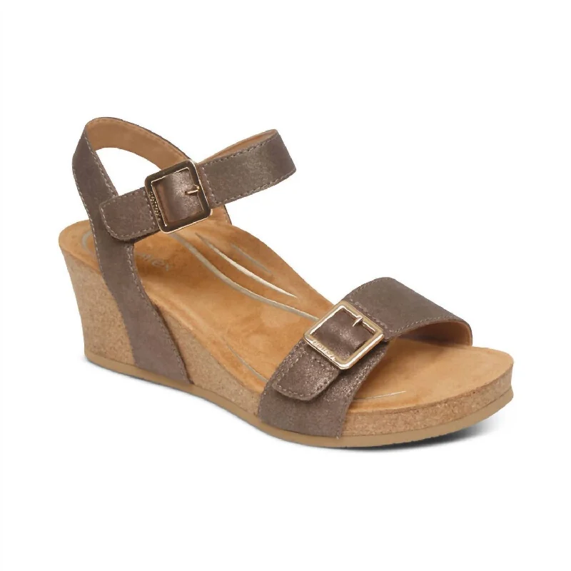 Women's espadrilles with tassel details for a stylish flairLexa Quarter Strap Wedge In Bronze