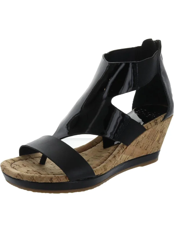 Women's espadrilles for a brunch dateMaraa       Womens Patent Leather Thong Wedge Sandals