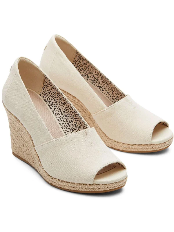 Animal - print women's espadrilles for a trendy edgeMichelle Womens Canvas Peep Toe Wedge Heels