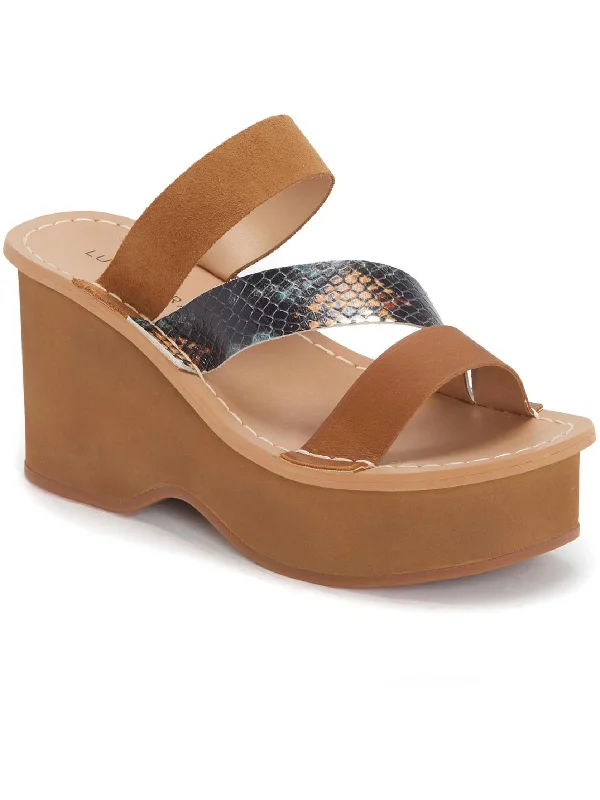 Women's espadrilles with geometric - print accentsMimya Womens Leather Open Toe Wedge Sandals