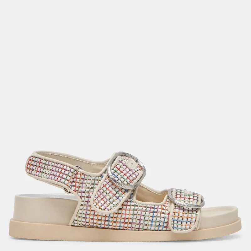 Women's espadrilles with a low - heel for a bit of liftStarla Pride Sandals White Multi Raffia