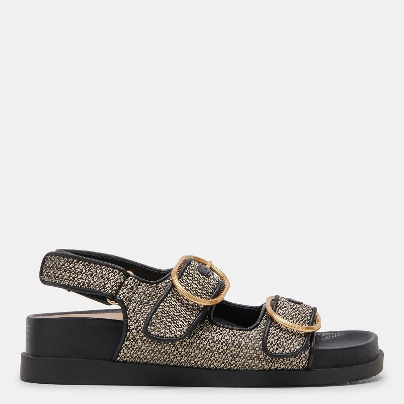 Leather - trimmed women's espadrilles for added eleganceStarla Sandals Black Multi Woven