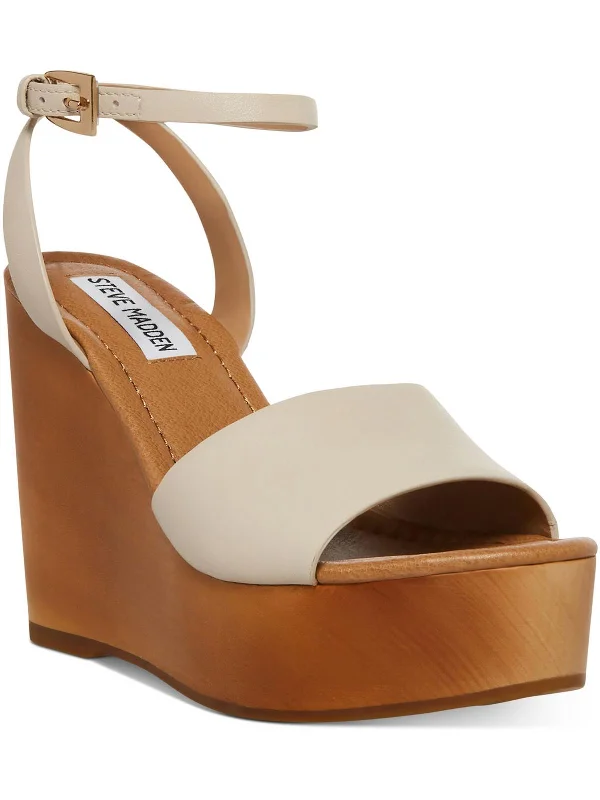 Wedge - heel women's espadrilles with a stylish liftWelsh Womens Leather Buckle Wedge Heels