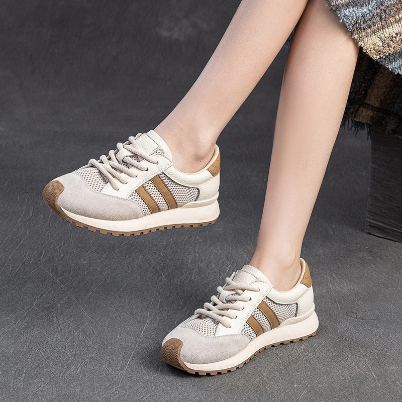 Women's casual oxford shoes for a preppy styleWomen Fashion Leather Breathable Mesh Casual Shoes