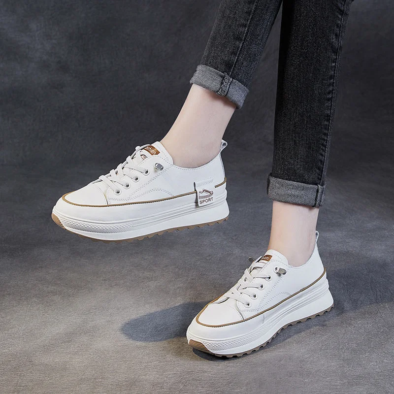 Women's casual wedge shoes with a stylish liftWomen Fashion Leather Thick Soled Casual Shoes