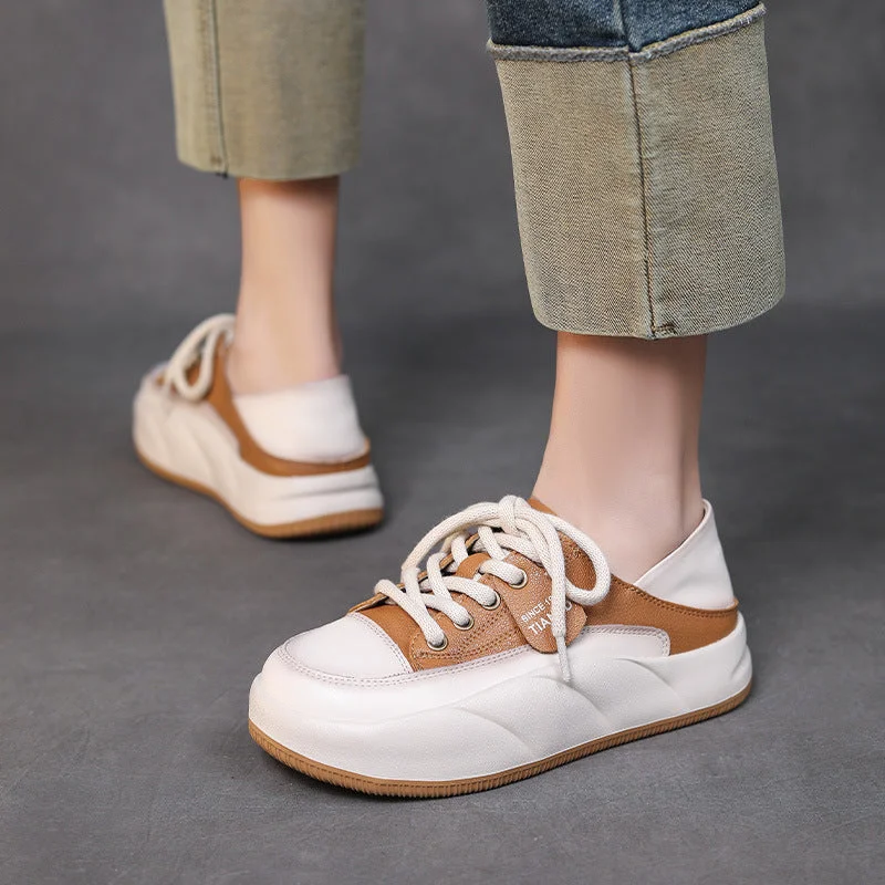 Women's casual shoes with buckles for a classic touchWomen Fashion Soft Leather Casual Shoes