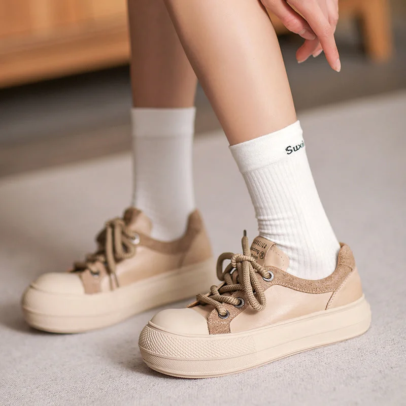 Women's casual canvas shoes for a laid - back lookWomen Minimalist Fashion Leather Flat Casual Shoes