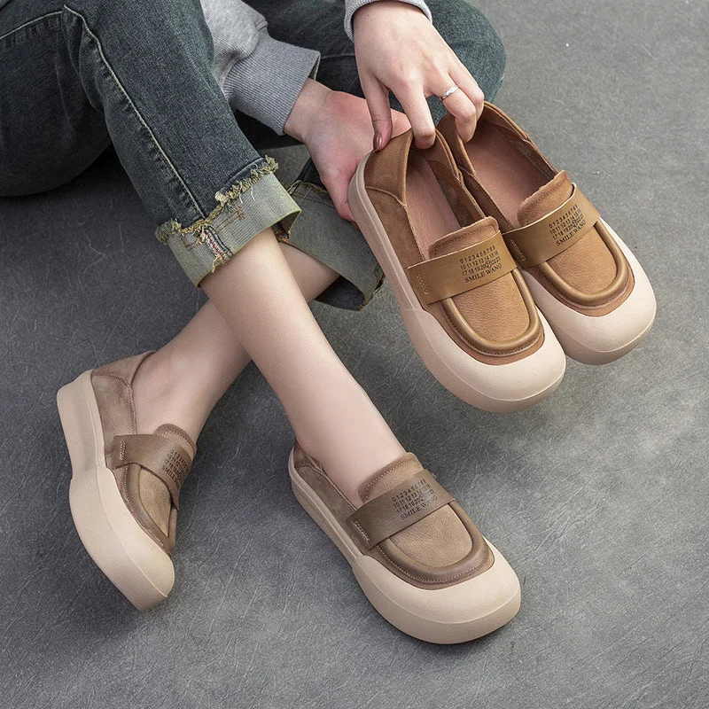 Women's casual shoes for a coffee dateWomen Minimalist Leather Flat Casual Shoes