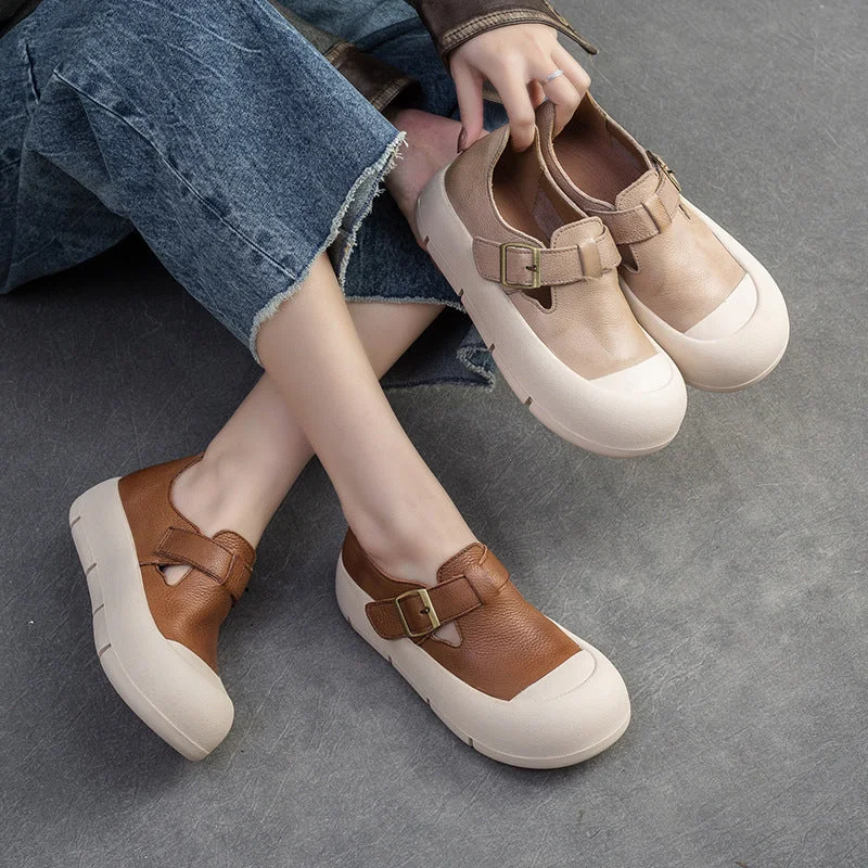 Women's casual shoes for shopping tripsWomen Minimalist Leather Velcro Flat Casual Shoes