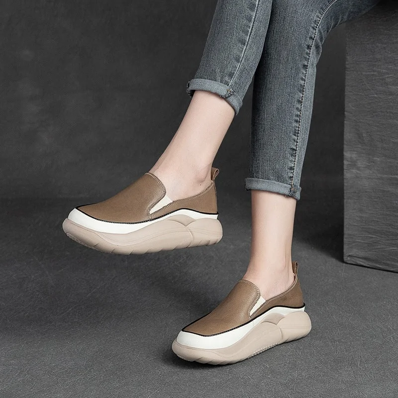 Women's casual shoes with shock - absorbing soles for a smooth strideWomen Minimalist Soft Leather Casual Shoes