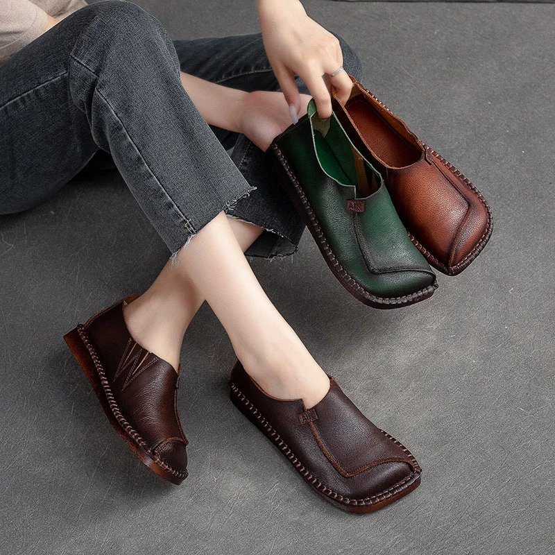 Women's casual oxford shoes for a preppy styleWomen Retro Leather Flat Casual Shoes