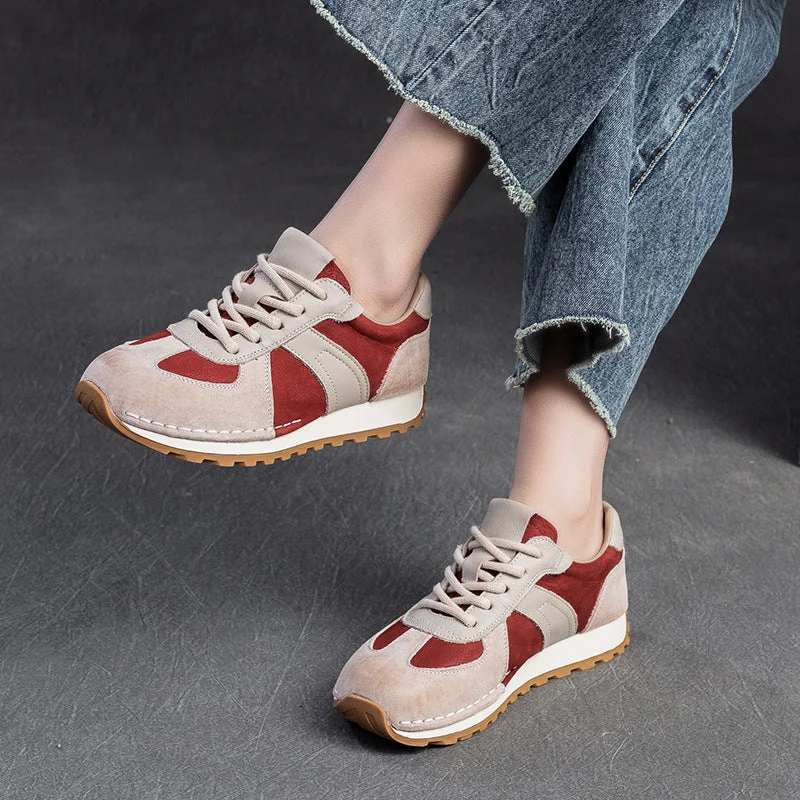 Women's casual shoes in blue for a cool and refreshing lookWomen Stylish Color Matching Leather Casual Shoes